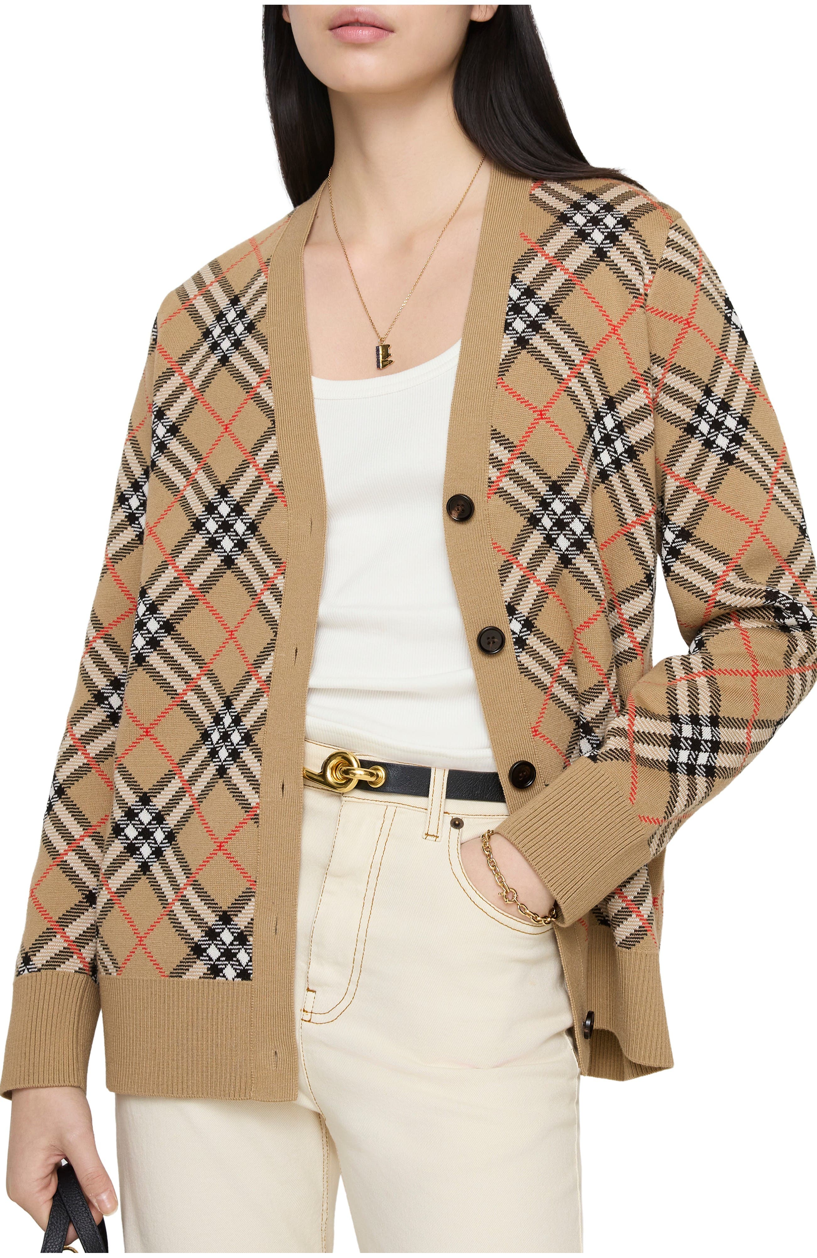 Check Cotton Wool Cardigan