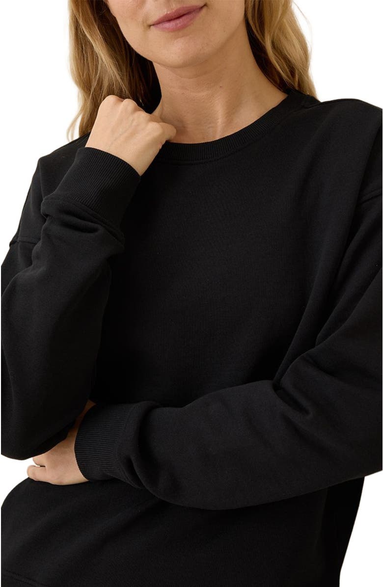 Pact Organic Brushed Fleece Crew Sweatshirt, Alternate, color, Black