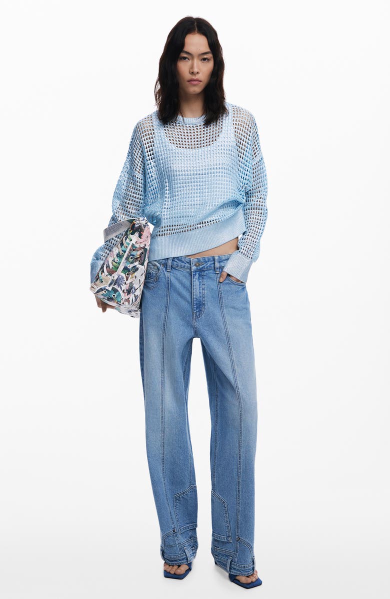 Desigual Thin Guage Sweater, Alternate, color, Medium Blue