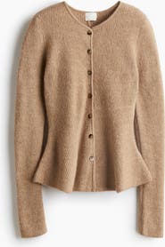 H&M Rib-knit Peplum Cardigan