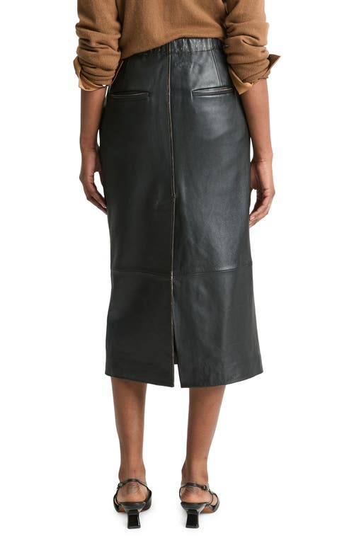 Vince Leather Pencil Skirt In Vintage Black