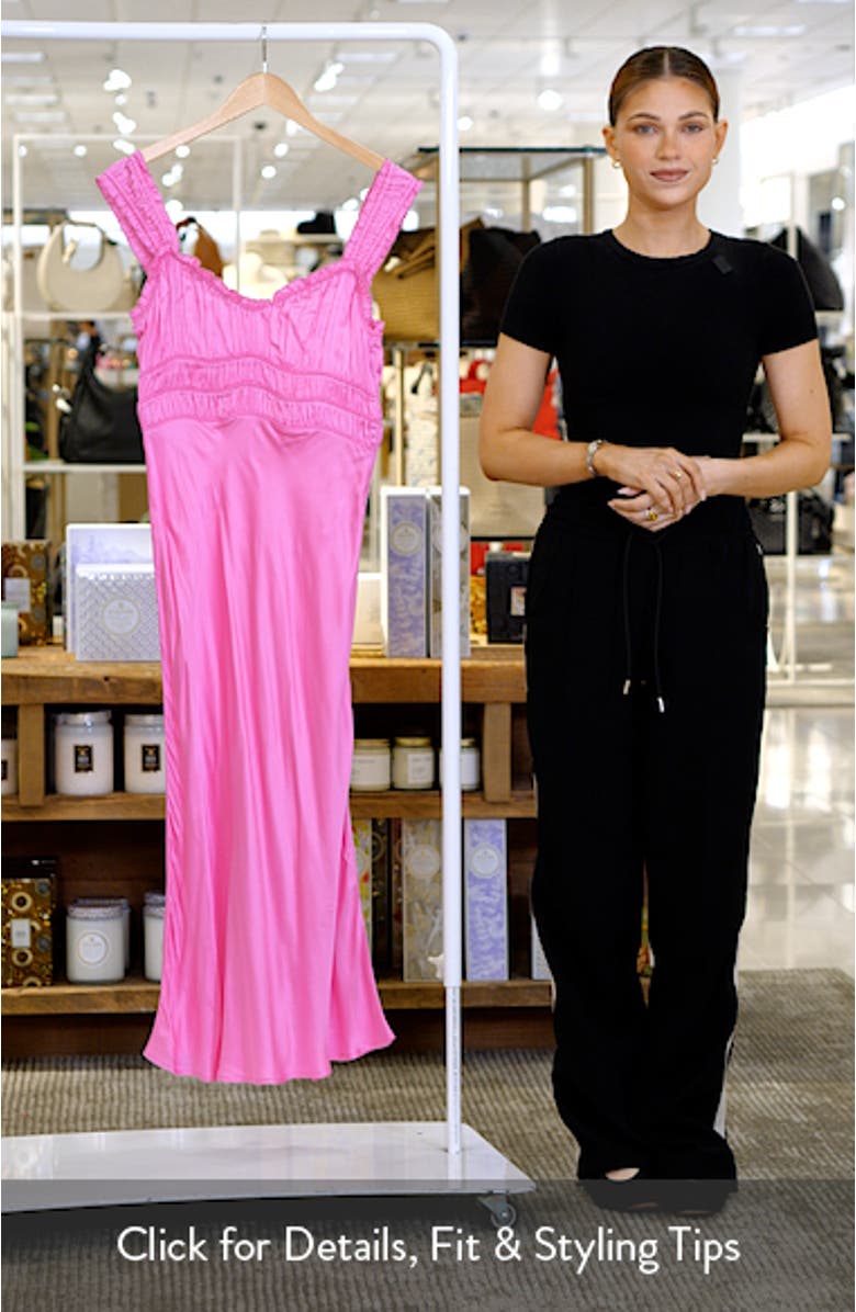 Enola Smock Bodice Satin Dress, sales video thumbnail