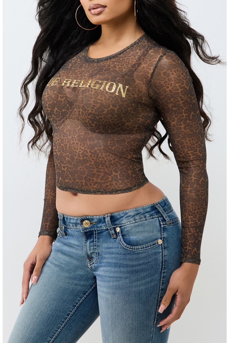 Leopard Mesh Long Sleeve T-Shirt, Alternate, color, LEOPARD