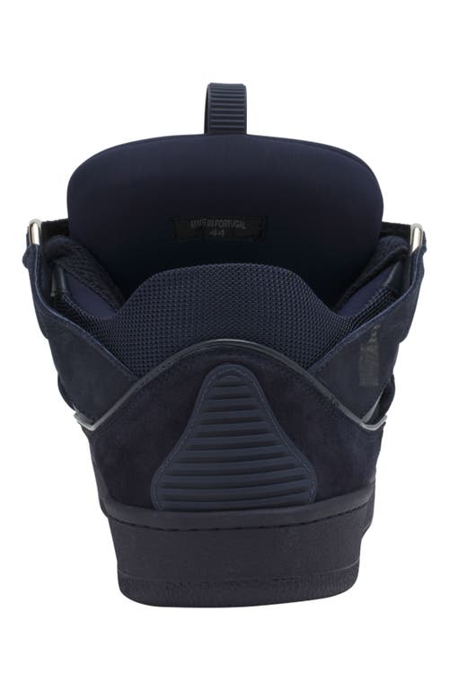 Lanvin Curb Leather Sneakers In Blue