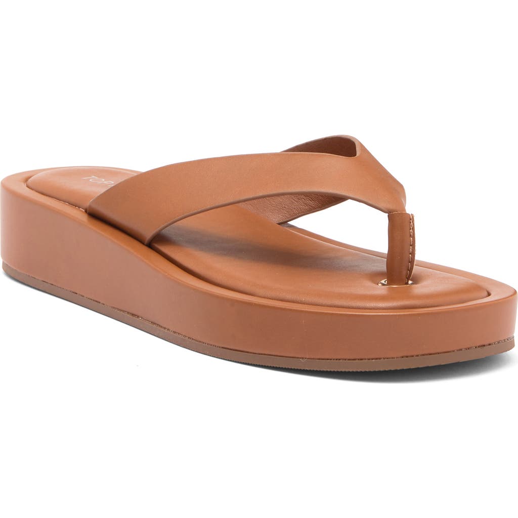 Top Guy Shoes Raya Platform Flip Flop In Tan Pu
