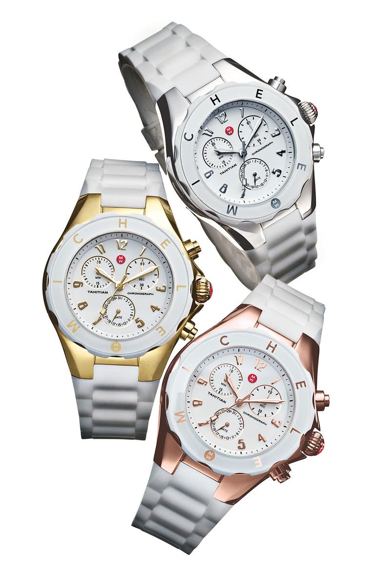 MICHELE 'Tahitian Jelly Bean' 40mm Gold Watch, Alternate, color, 