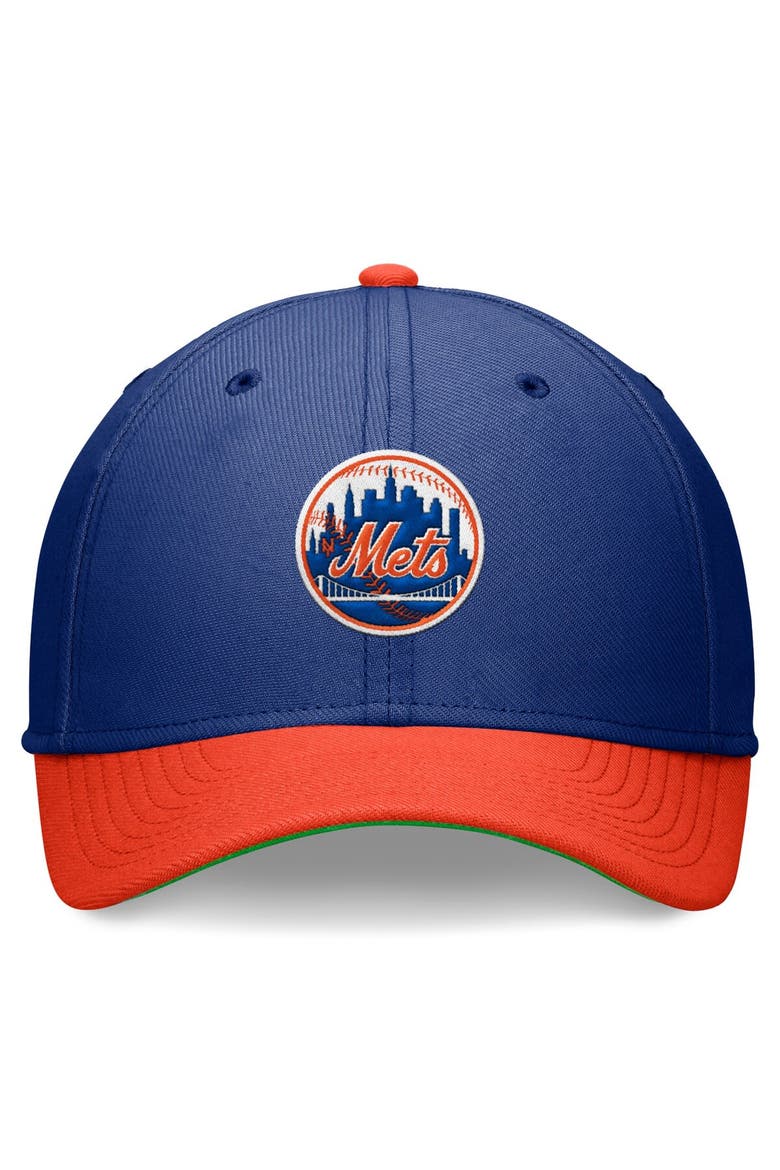 Men's Nike Royal/Orange New York Mets Cooperstown Collection Rewind Swooshflex Performance Hat, Alternate, color, Royal