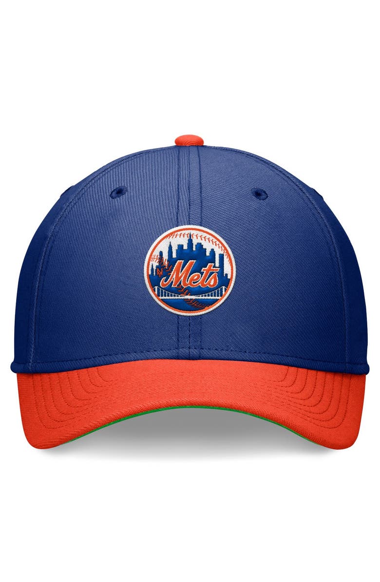 Nike Men's Nike Royal/Orange New York Mets Cooperstown Collection Rewind Swooshflex Performance Hat, Alternate, color, Royal