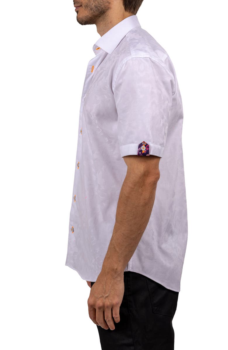 Maceoo Galileo Ascension 0076 Contemporary Fit Short Sleeve Button-Up Shirt, Alternate, color, White