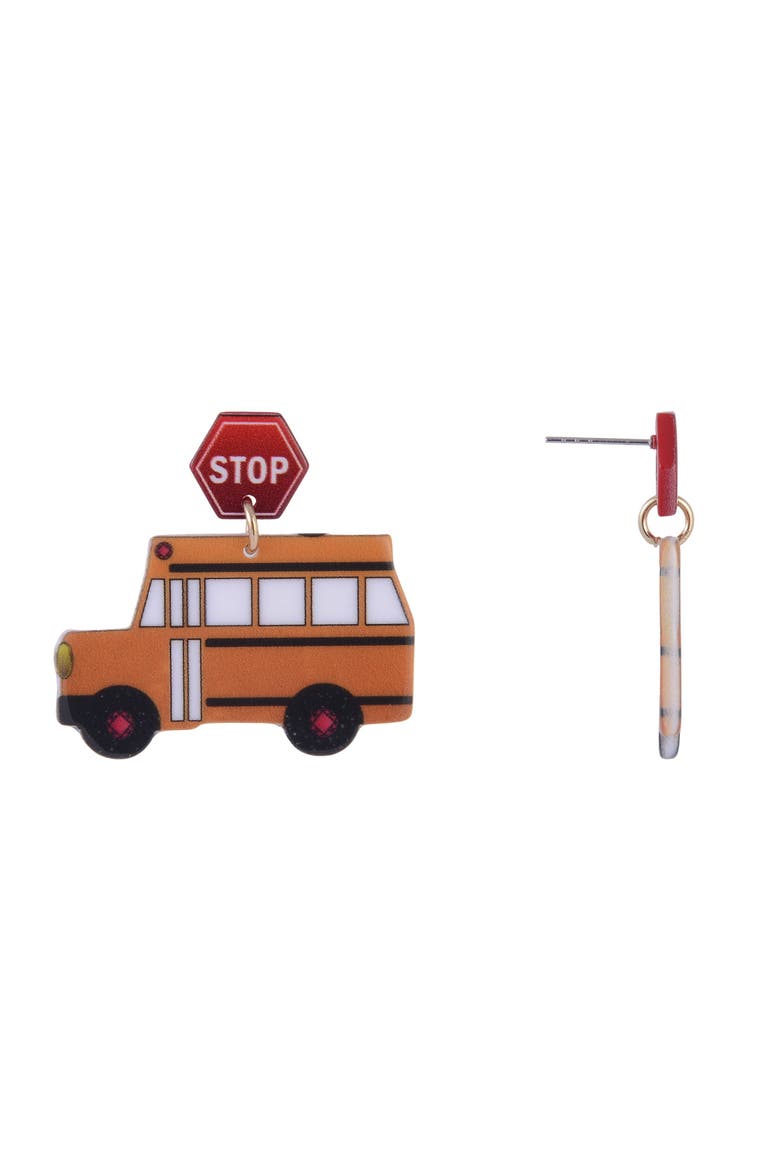 Acrylic School Bus Earrings, Alternate, color, Yellow