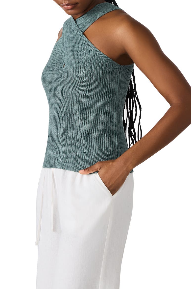 Ellery Crossover Neck Sleeveless Sweater, Alternate, color, DUSTY TEAL
