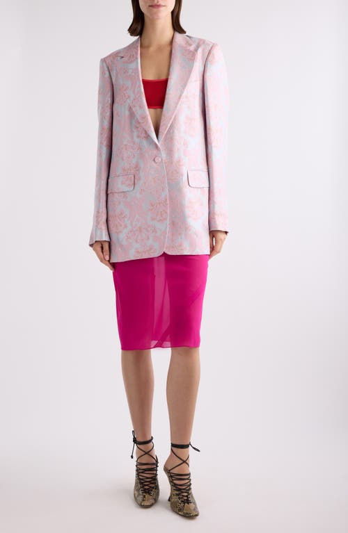 Shop Dries Van Noten Sati Stretch Silk Midi Skirt In Fuchsia