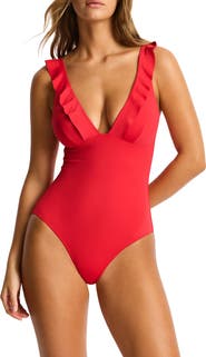 Sea Level Frill One-Piece Swimsuit