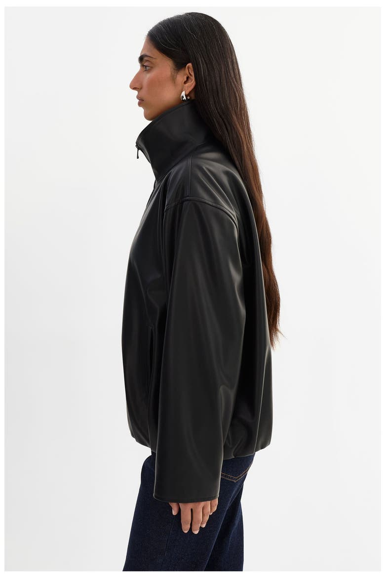 DENITA | Faux Leather Oversized Bomber Jacket, Alternate, color, Black
