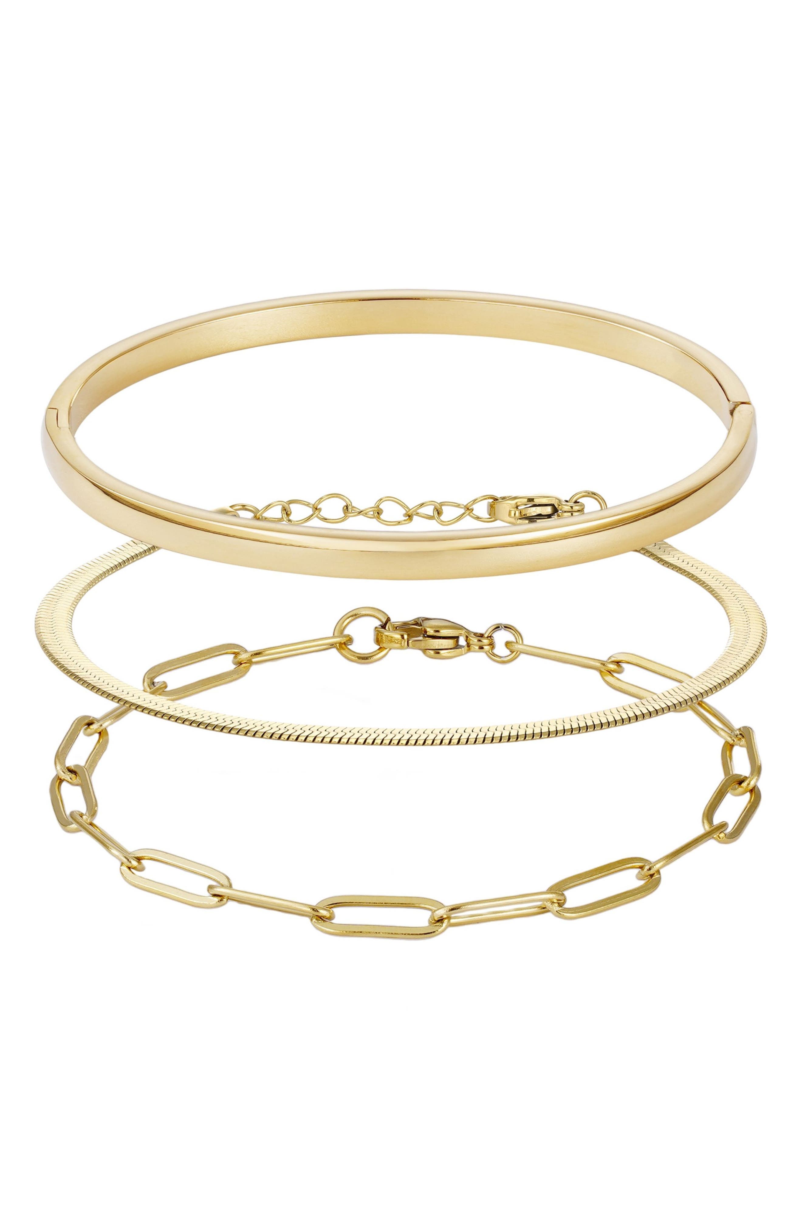 Adornia Set of 3 Chain & Bangle Bracelets