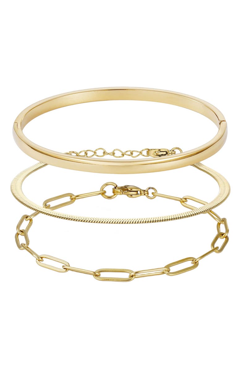 Adornia Set of 3 Chain & Bangle Bracelets, Main, color, 