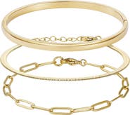 Adornia Set of 3 Chain & Bangle Bracelets