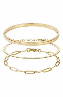 Adornia Set of 3 Chain & Bangle Bracelets