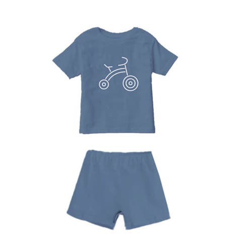 Deux Par Deux Organic Cotton Boxer Shorts - Construction Teal With Yellow Truck
