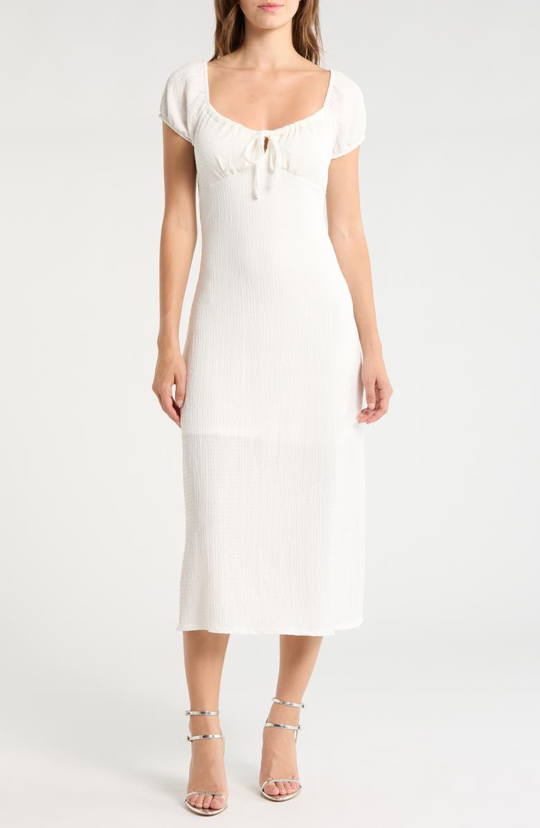 Madden Girl Puff Sleeve Midi Dress, Main, color, Ivory