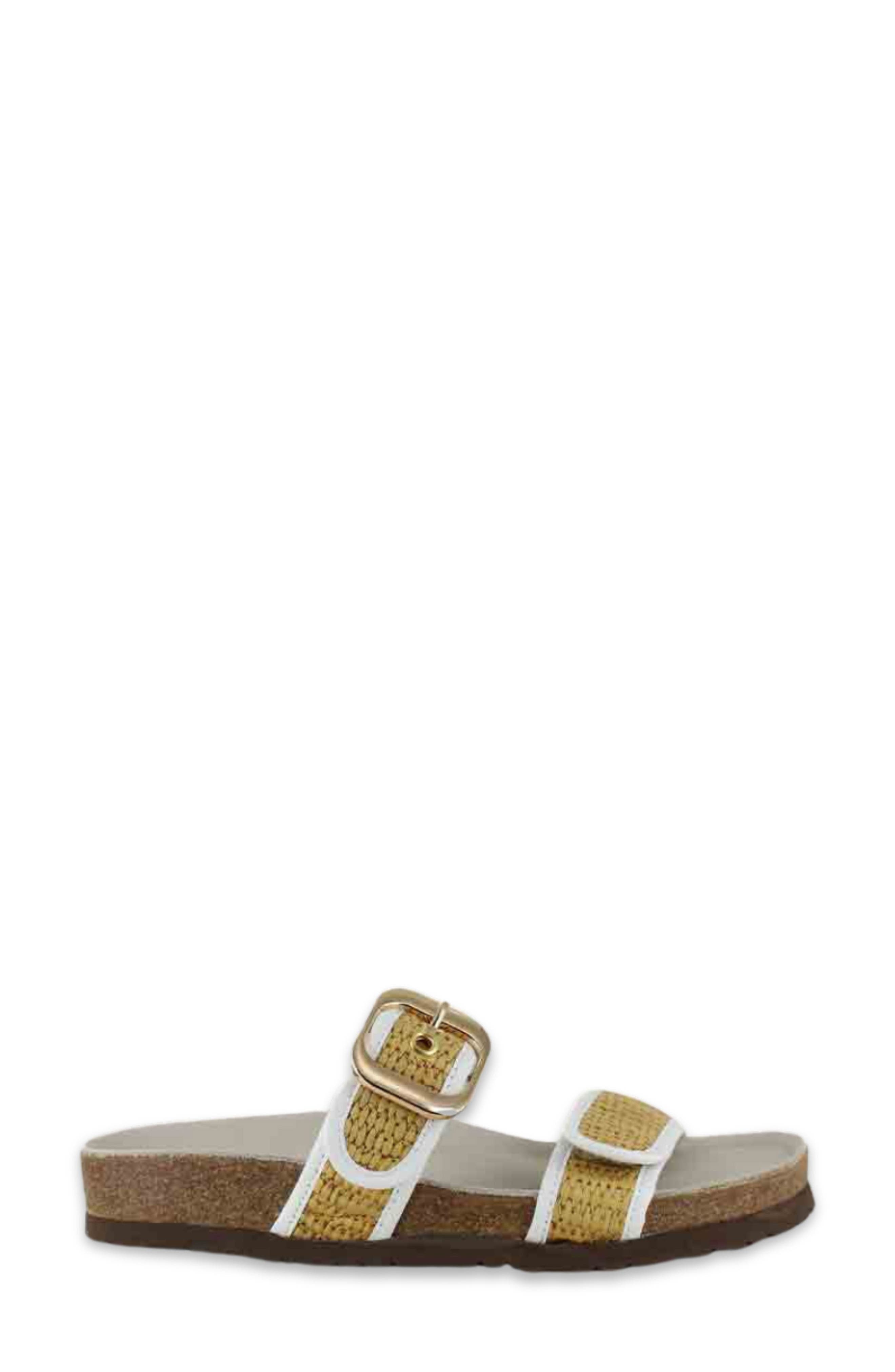 Nashville Double Band Slide Sandal, Alternate, color, WHITE/ BLONDE RAFFIA