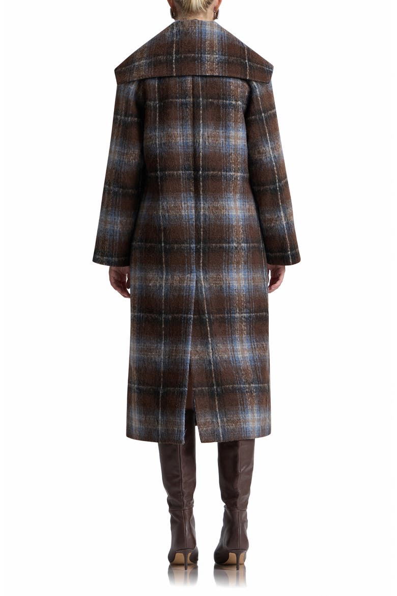 Plaid Wide Collar Coat, Alternate, color, BROWN/ BLUE PLAID