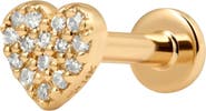 MADE BY MARY 14k Diamond Heart Stud Earring (Flat Back) - Single