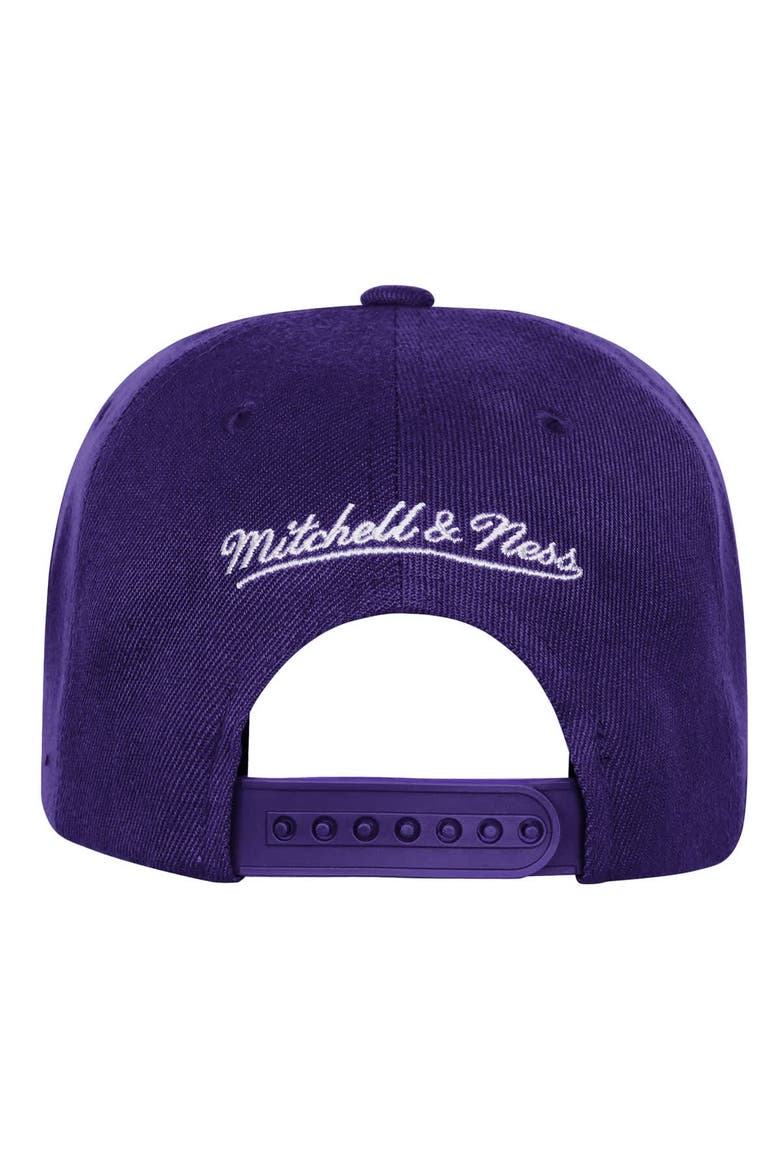 Youth Mitchell & Ness Purple Los Angeles Lakers 50th Anniversary Duo Front Snapback Hat, Alternate, color, Purple