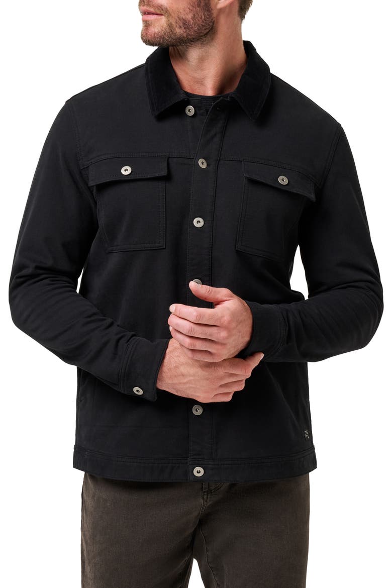 Cloud Denim Jacket with Corduroy Collar, Main, color, BLACK