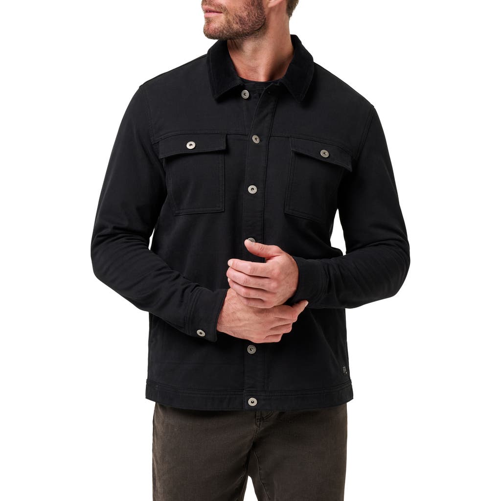 Travismathew Cloud Denim Jacket With Corduroy Collar In Black
