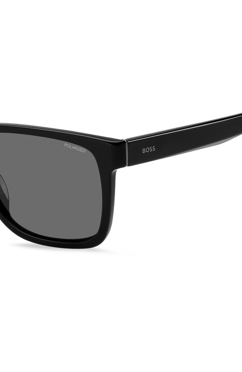 BOSS 57mm Polarized Square Sunglasses, Alternate, color, Black/ Grey Polar
