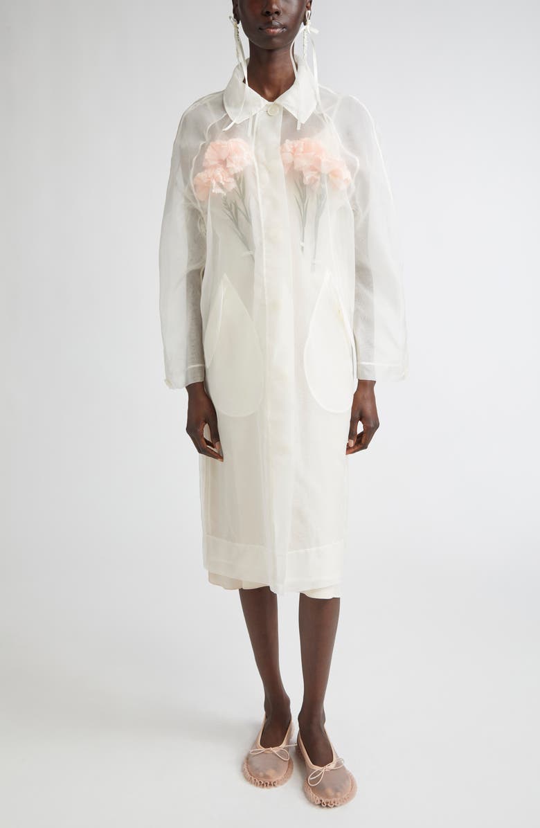 Simone Rocha Stuffed Carnation Silk Organza Car Coat | Nordstrom