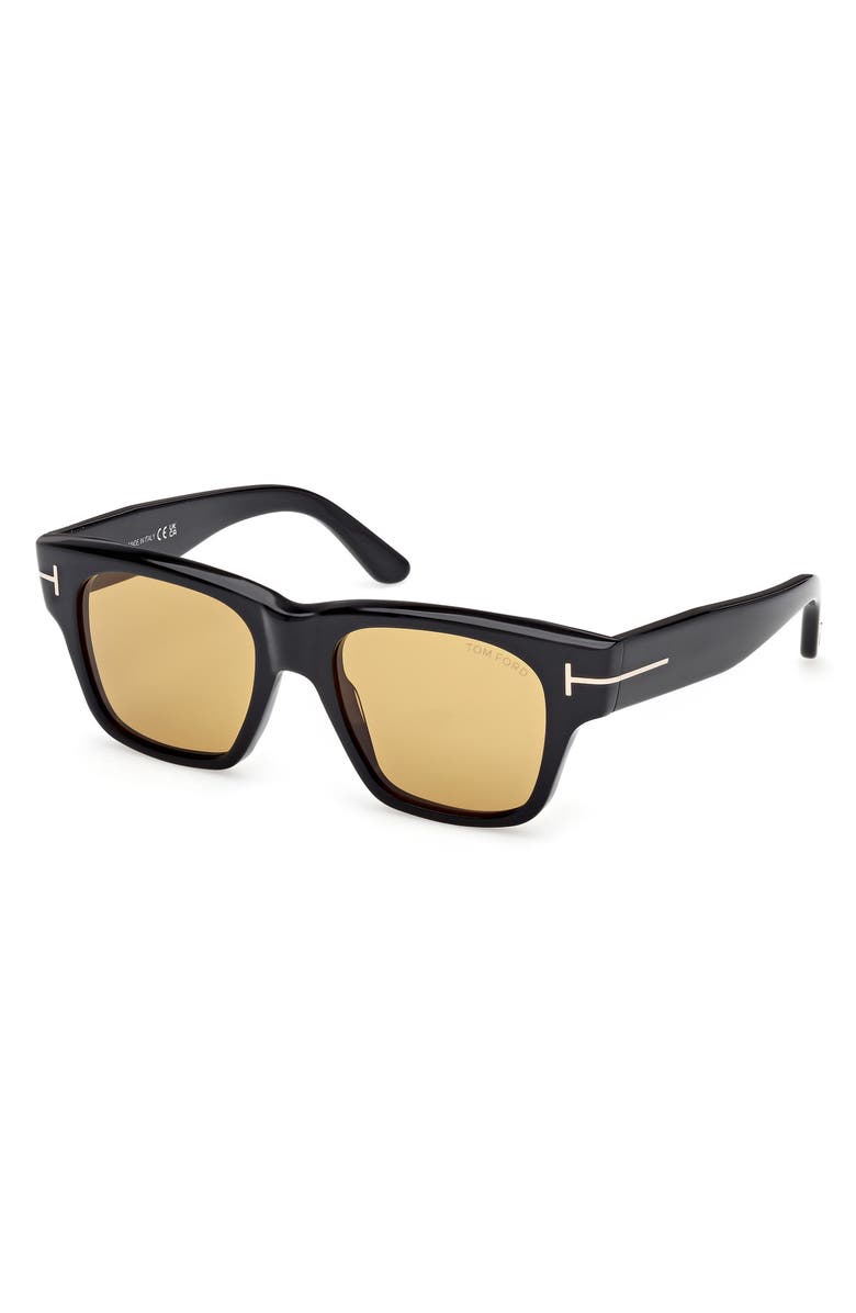 TOM FORD 53mm Square Sunglasses, Alternate, color, Shiny Black Eco / Vicuna