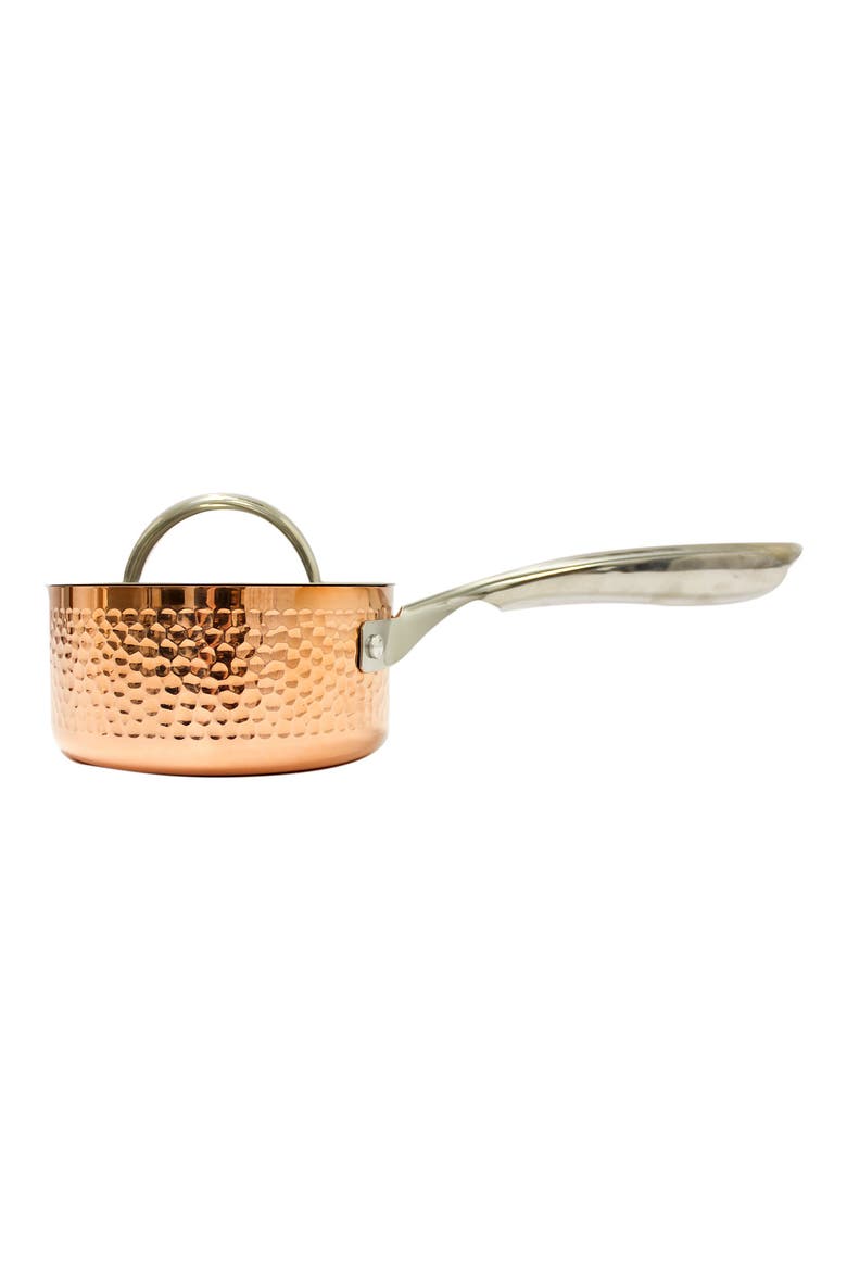 INTERNATIONAL 5.5" Hammered Copper Saucepan with Lid, Main, color, COPPER