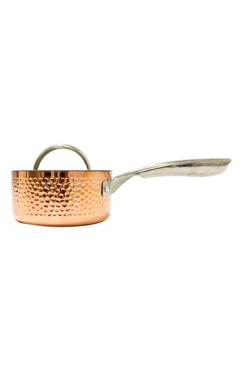 Berghoff International 5.5" Hammered Copper Saucepan With Lid In Gold