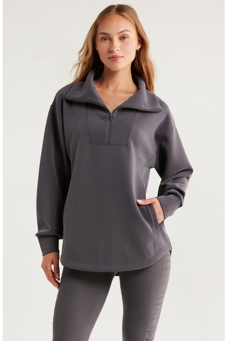 Ultra Soft Half Zip Tunic, Main, color, GREY FORGED
