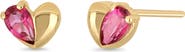Bony Levy 14K Yellow Gold Pink Topaz Heart Stud Earrings