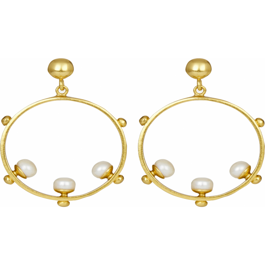 Ottoman Hands Aristea Bead Hoop Earrings In Gold
