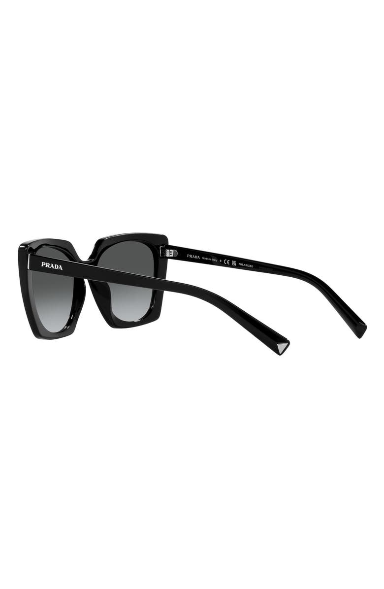 Prada 54mm Gradient Polarized Square Sunglasses, Alternate, color, Black