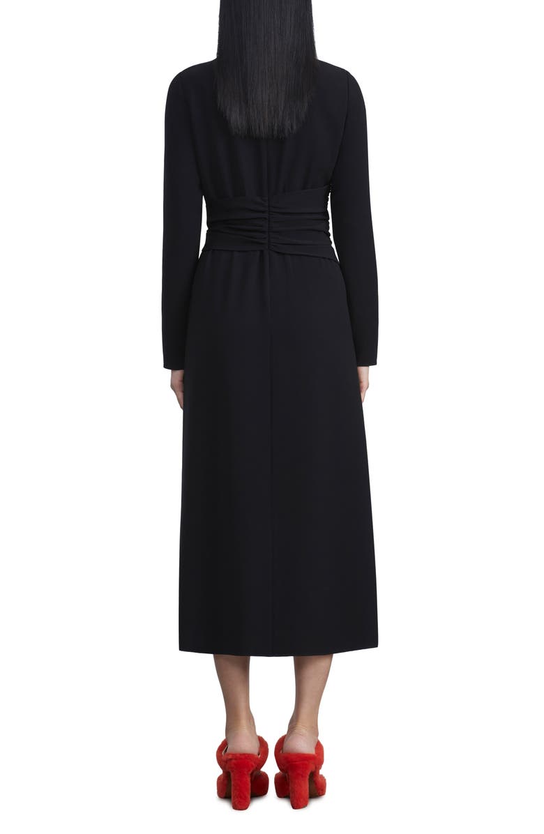 Lafayette 148 New York Twist Waist Long Sleeve Finesse Crepe Midi Dress, Alternate, color,