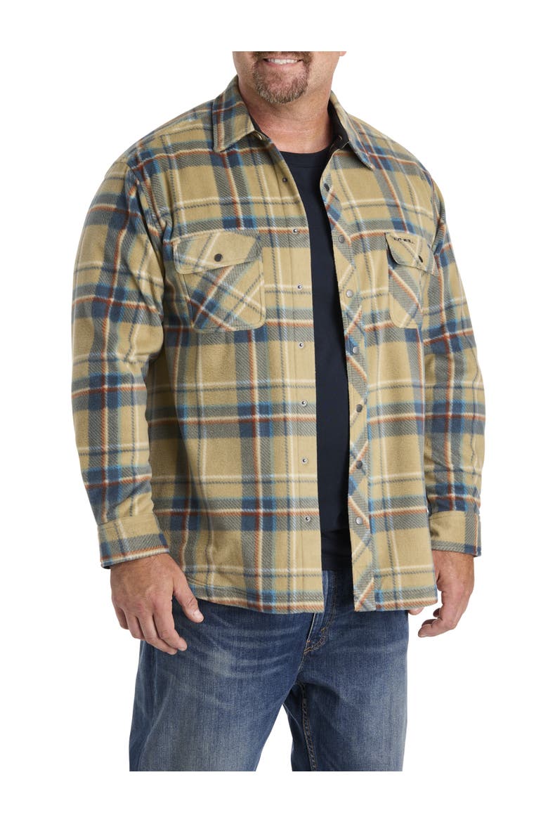 Big & Tall Glacier Plaid Superfleece Flannel Shirt Jacket, Main, color, TWILL