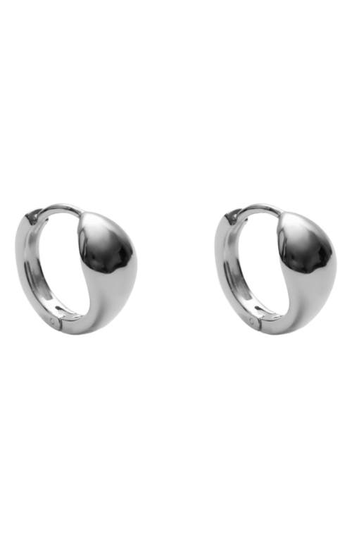 Argento Vivo Sterling Silver Solid Signet Hoop Earrings In Metallic