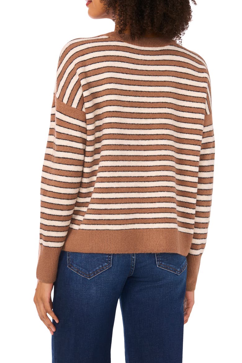 Stripe Crewneck Sweater, Alternate, color, COCOA