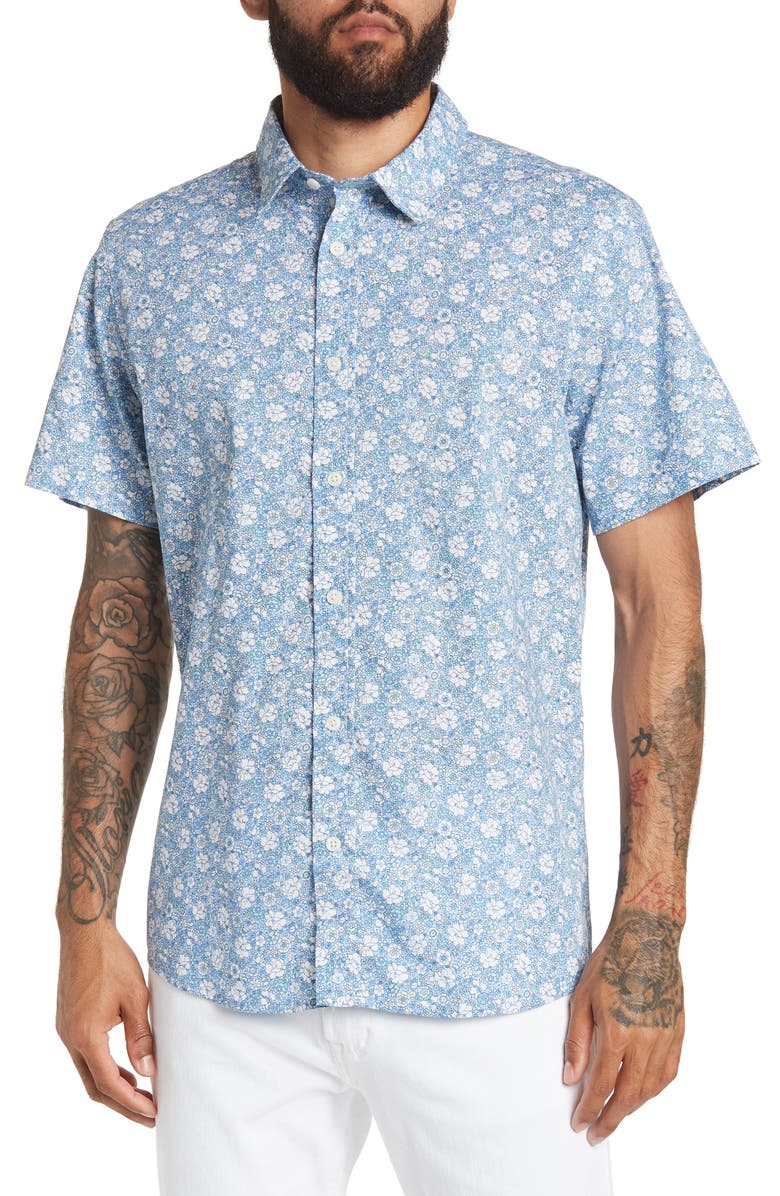 Slate & Stone Floral Print Short Sleeve Shirt, Main, color, 