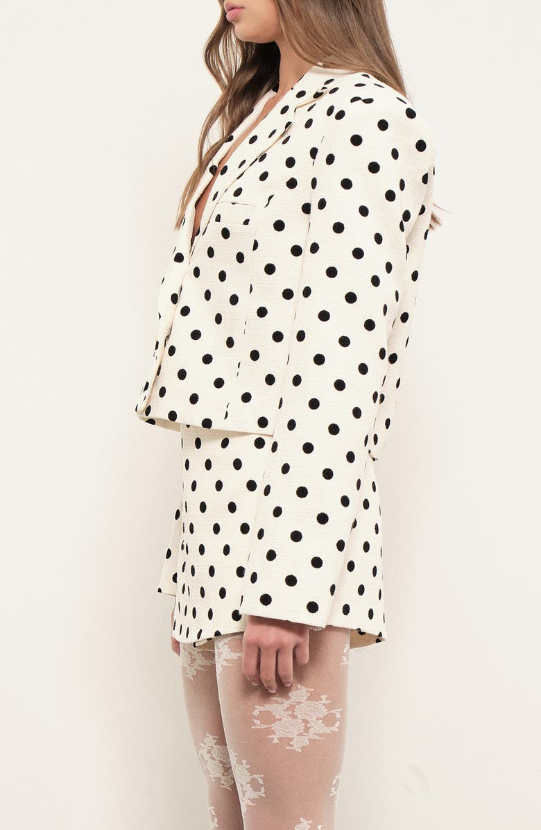 MAUDE CLUB Marnie Polka Dot Jacket, Alternate, color, White Black Dots