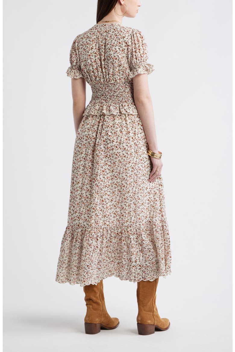 Cutwork Peplum Maxi Dress, Alternate, color, IVORY PINK GEO DITSY