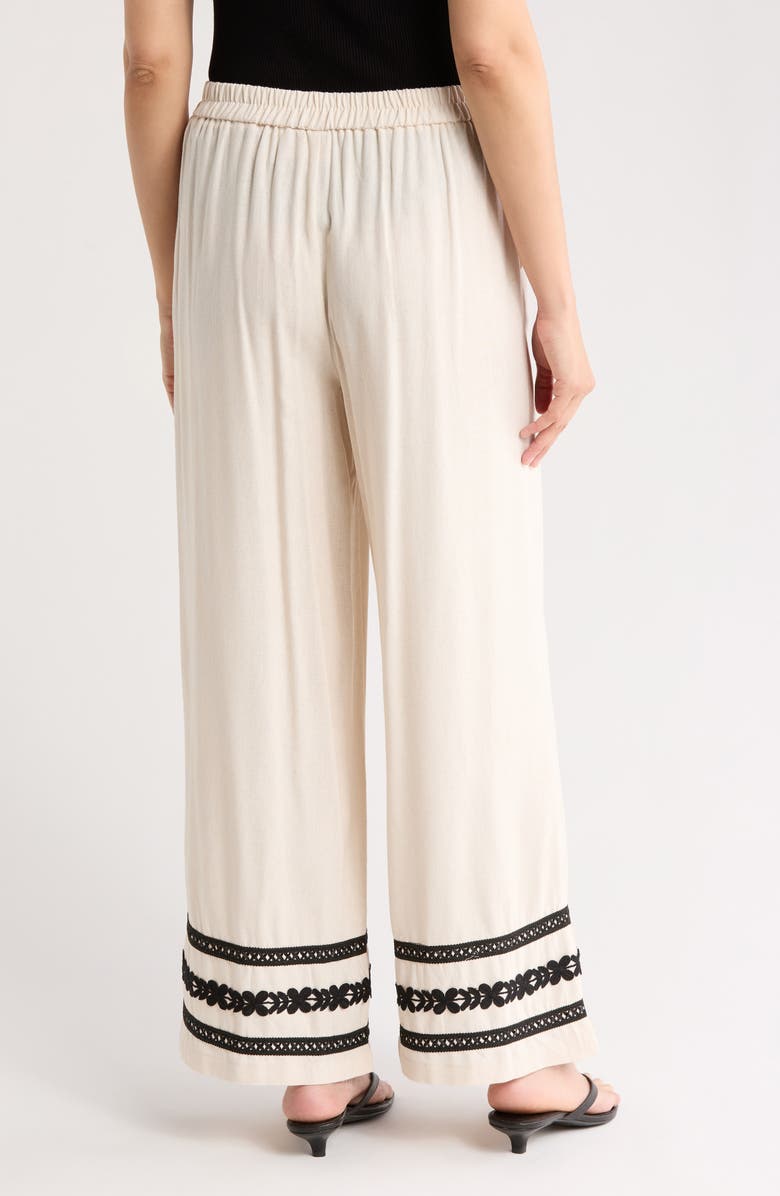 Love By Design Embroidered Wide Leg Pants, Alternate, color, Natural/ Black