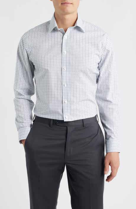 Trim Fit Check Non Iron Cotton Dress Shirt