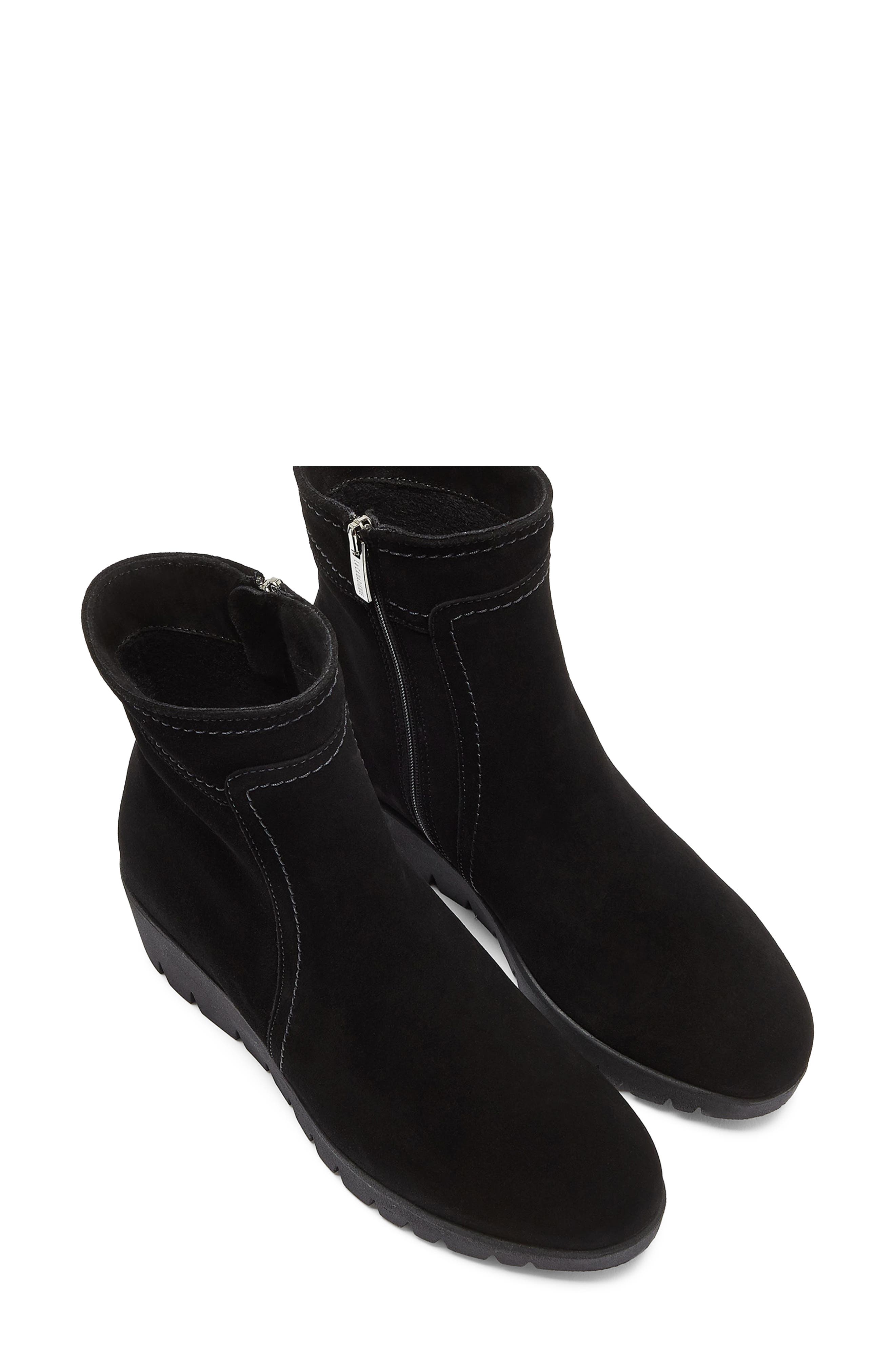 Tag Leather Wedge Bootie, Alternate, color, BLACK SUEDE