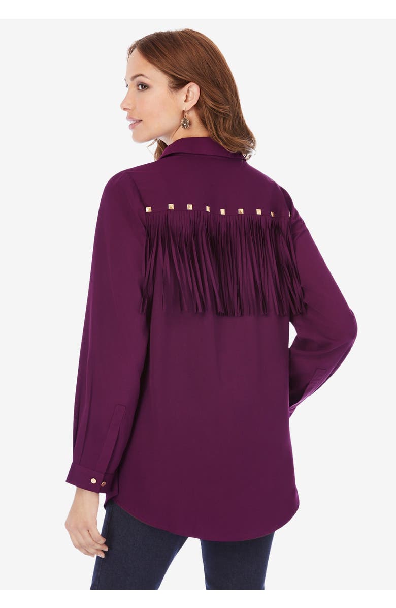 Roaman's Fringe Big Shirt, Alternate, color, Black